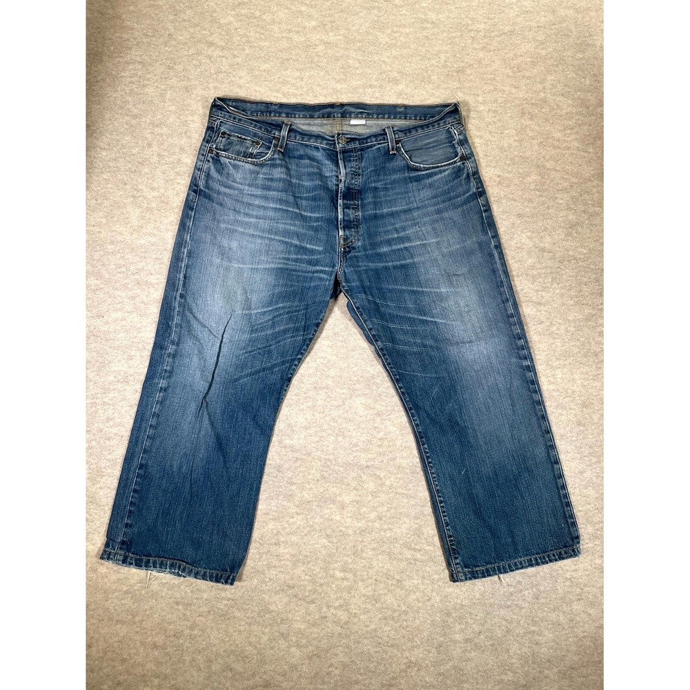 Levis 501 Original Fit Jeans Mens 40x30 Blue Whisker Denim Medium Wash High Rise